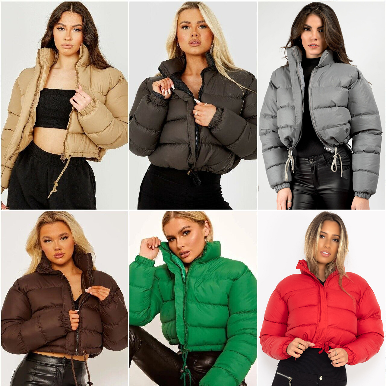 Winter Womens Puffer Jackets Solid Long Sleeve Stand Collar Loose Thicken Keep Warm Zipper Short Casual Parkas Coat