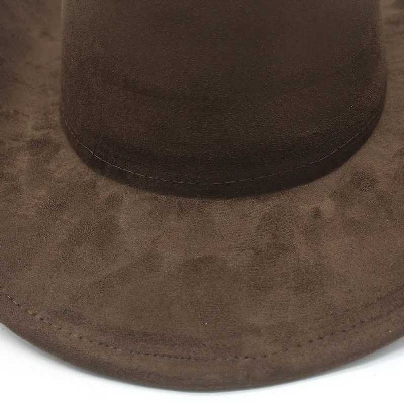 Mens Western Cowboy Hat Four Seasons Cowboy Style Cotton Polyester Blended Width Brim Adjustable 57-58cm Suitable for Classic Flat Top W241225