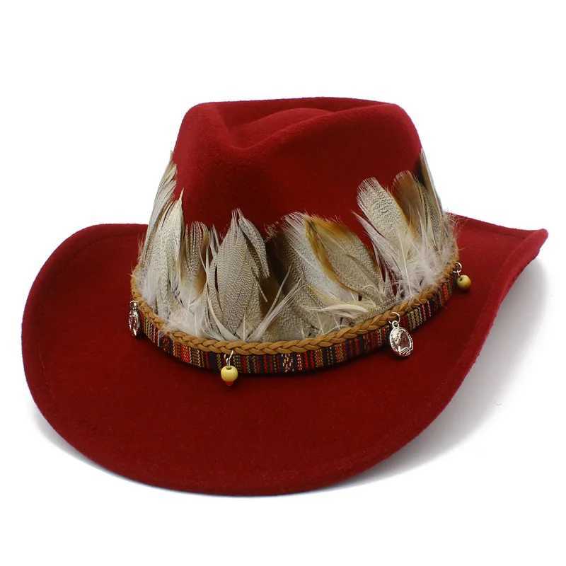 Cowboy hat Men and Women Knight Curly Feather Accor Jazz Hat Sunset Travel Beach Hat Knight Hat Cowboy Hat W241225