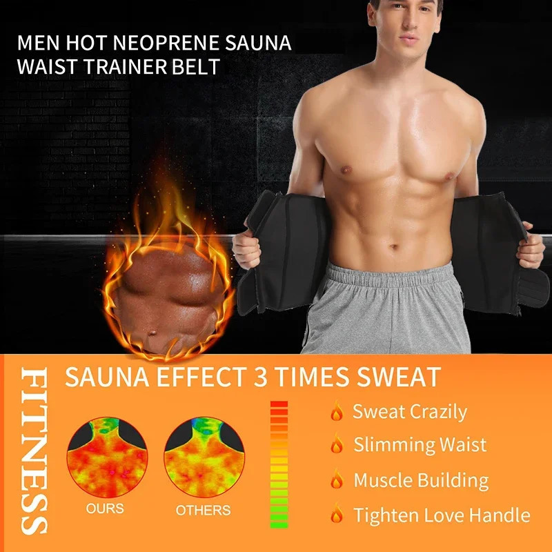 Men Waist Trainer Trimmer Belt for Weight Loss Neoprene Body Shaper Sauna Workout Sweat Belly Belt with Double Straps Shapewear 241225