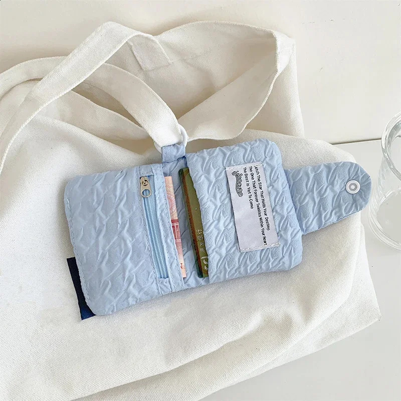 Mini Bag Solid Color Card Holder Portable Zipper Wallet Short Cartoon Wallets Cute Student Coin Purse Korean Folded Lightweight 241224
