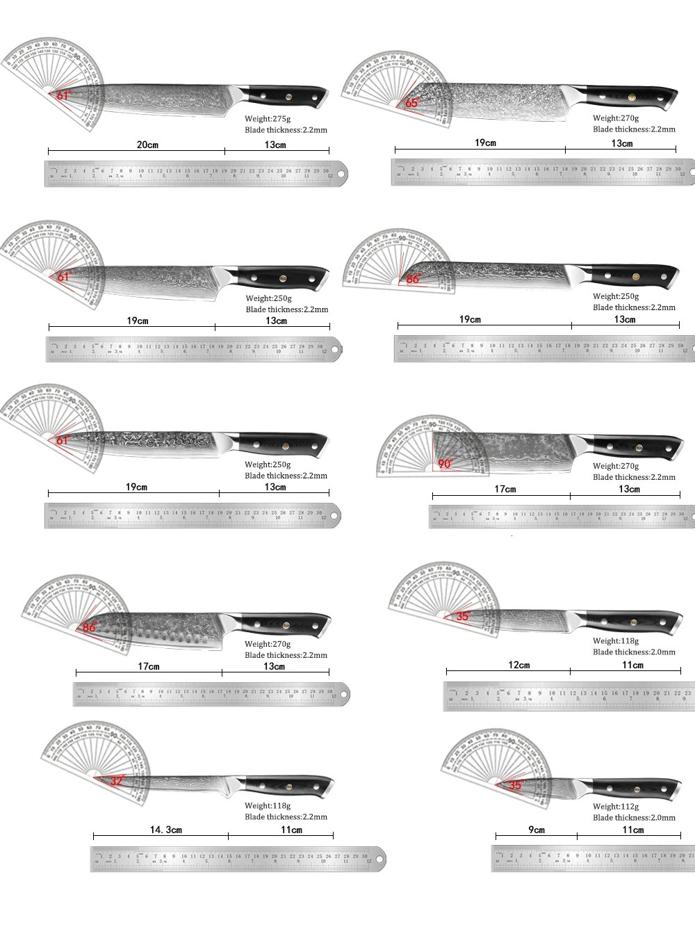 XITUO Damascus Kitchen Knife 1-9PC 67th Floor Japanese Damascus Steel Chef Knife Sharp Sankotu Cleaver Boning Paring Knife G10 Hand 241225