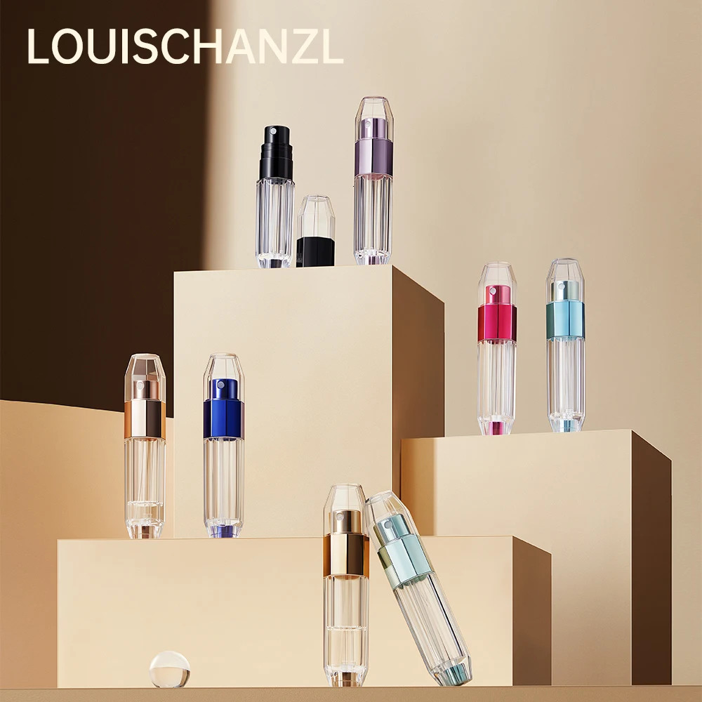 Louischanzl refillable perfume bottle Octagonal transparent travel perfume bottles portable sprayer Empty bottle 5ml mini bottle 241225