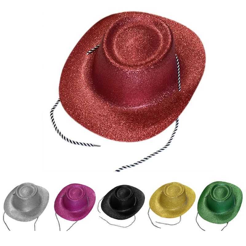 Brides and bridesmaids shiny denim hats holiday wide Brim top hats stage props costumes hats sparkling heads Accries 13MC W241225