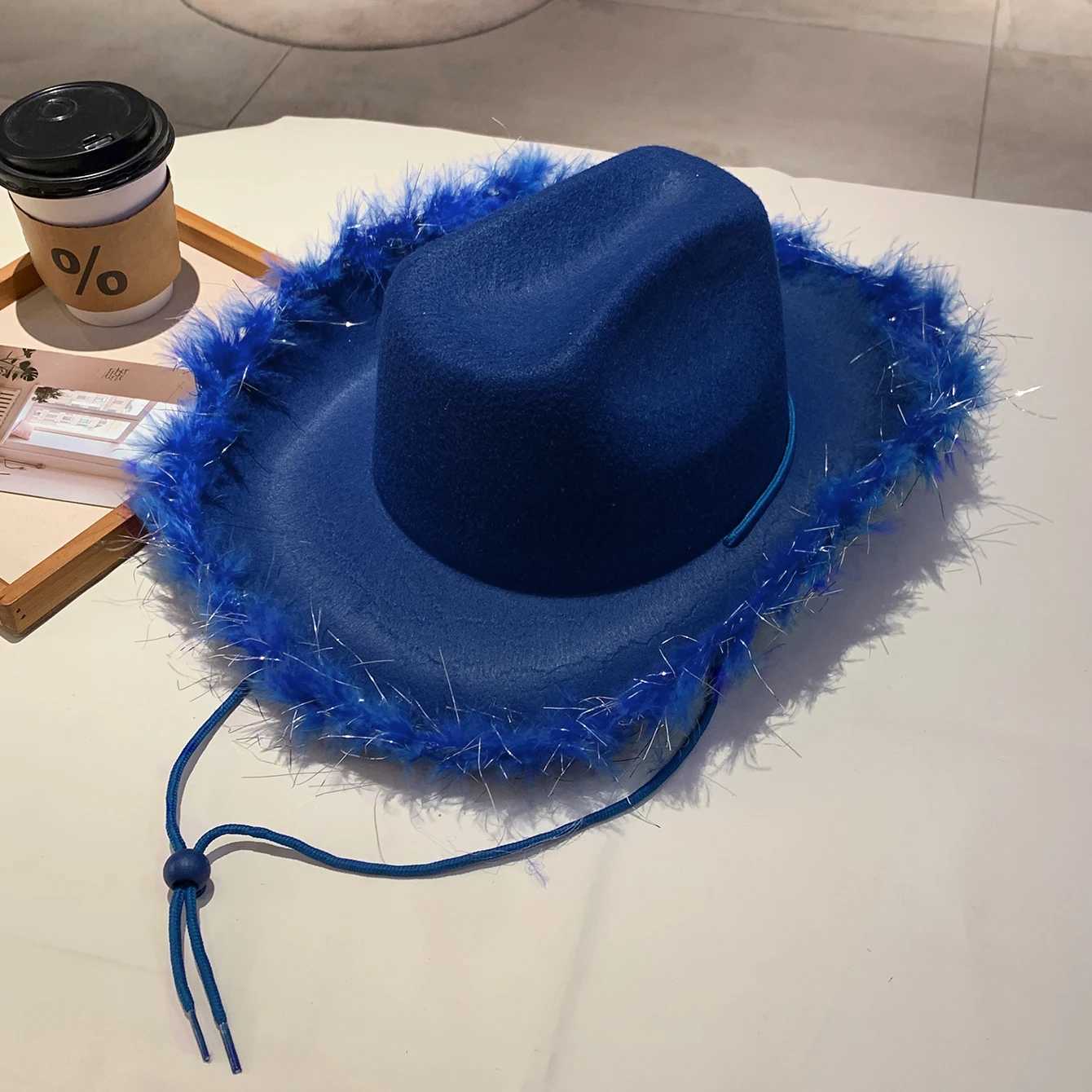 KAMMPT Fashion Solid Color Cowboy Hat Wide Brim Carnival Role Playing Cowboy Hat Western Style Trend Cs Singles Party W241225