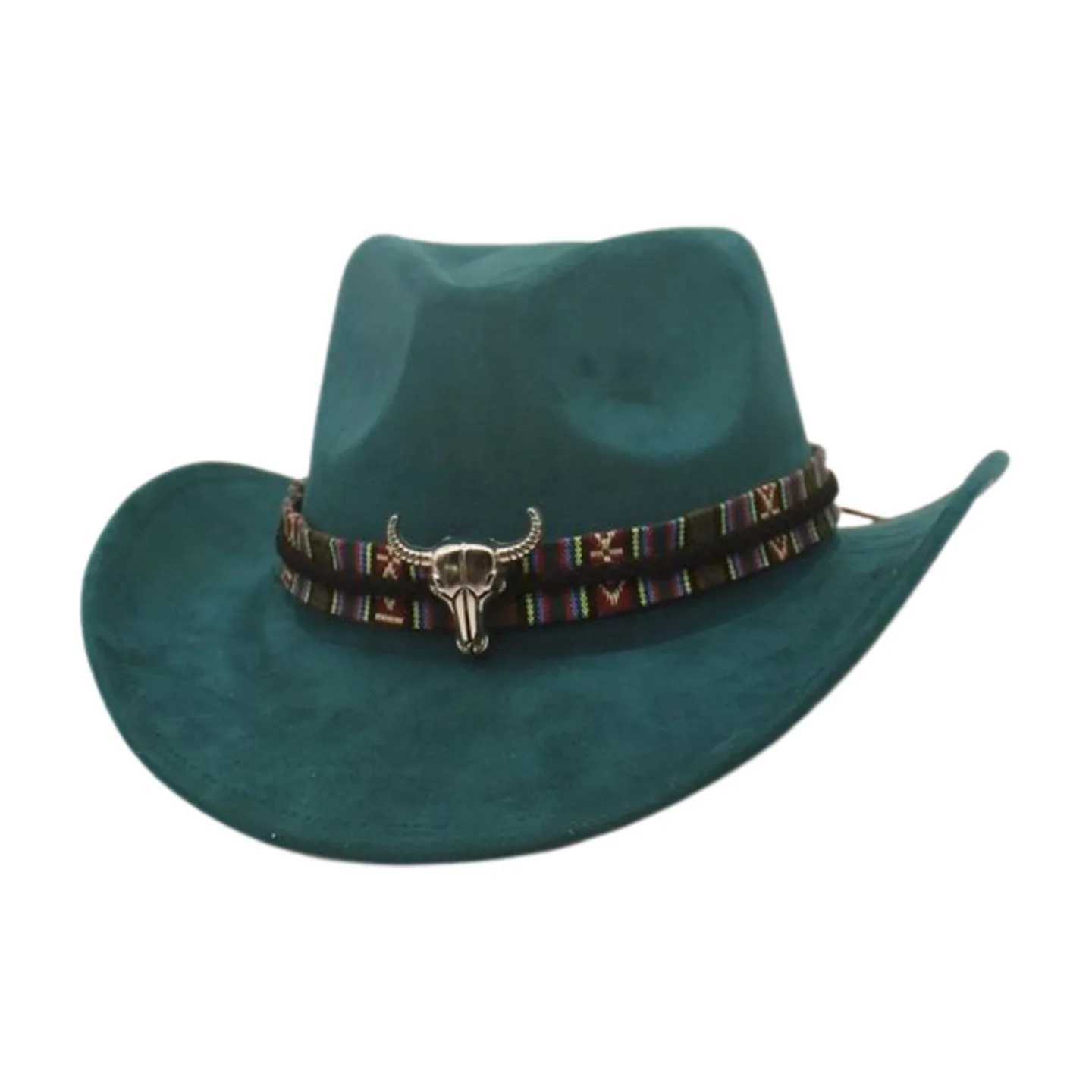 Niu Tou Ya Gao Suede Felt Hat Western Cowboy Hat Womens Curly Wide Brim Jazz Mens Womens Dance Performance Fedora C W241225