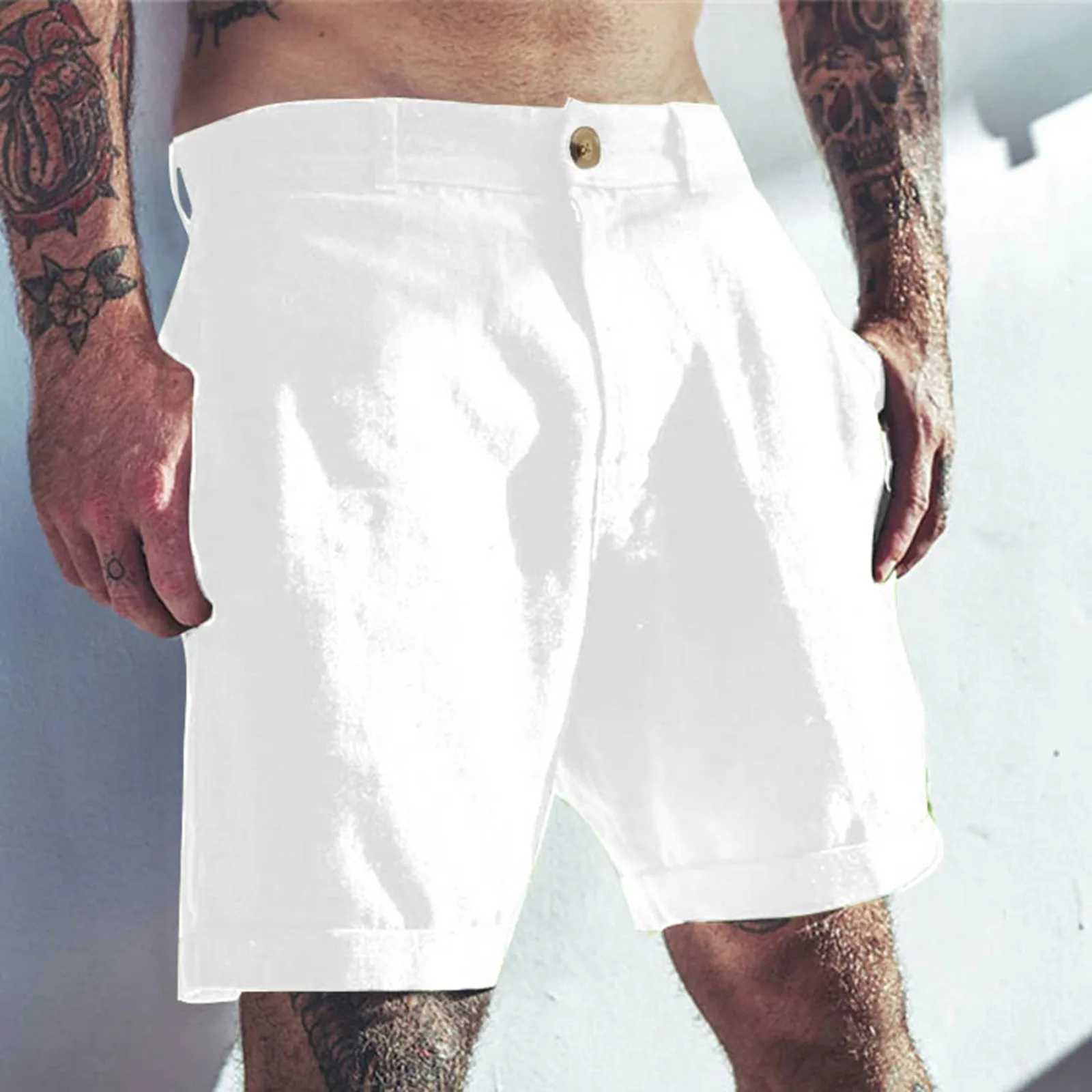 Mens Short Length Mens Linen Short Style Classic Ultra Thin Casual Elastic Waist Summer Beach Short Style Bermuda Para Hombre W241226