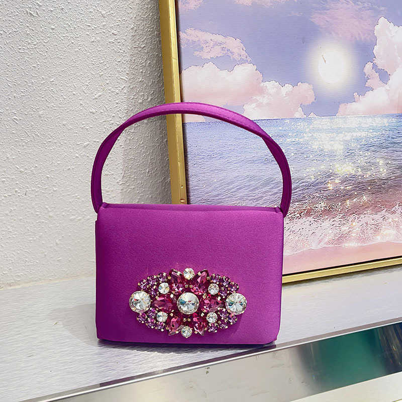 French Style Small Fragrance Socialite Evening Bag Shiny Rhinestones Handbag Small Tote Bag Luxury Hobo Bags 241226