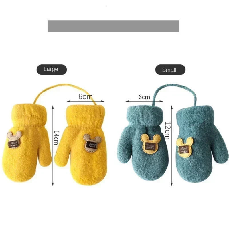 16 Years Old Baby Mittens born Children Kids Winter Gloves Mohair Plush Thick Boys Girls 241225