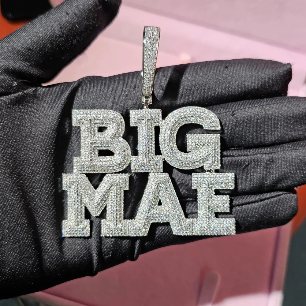 Custom Pave Cubic Zircon Bold Letters Pendant For Men Personalized Name Necklace With Cuban Link Chain Hip Hop Rock Jewelry 241226