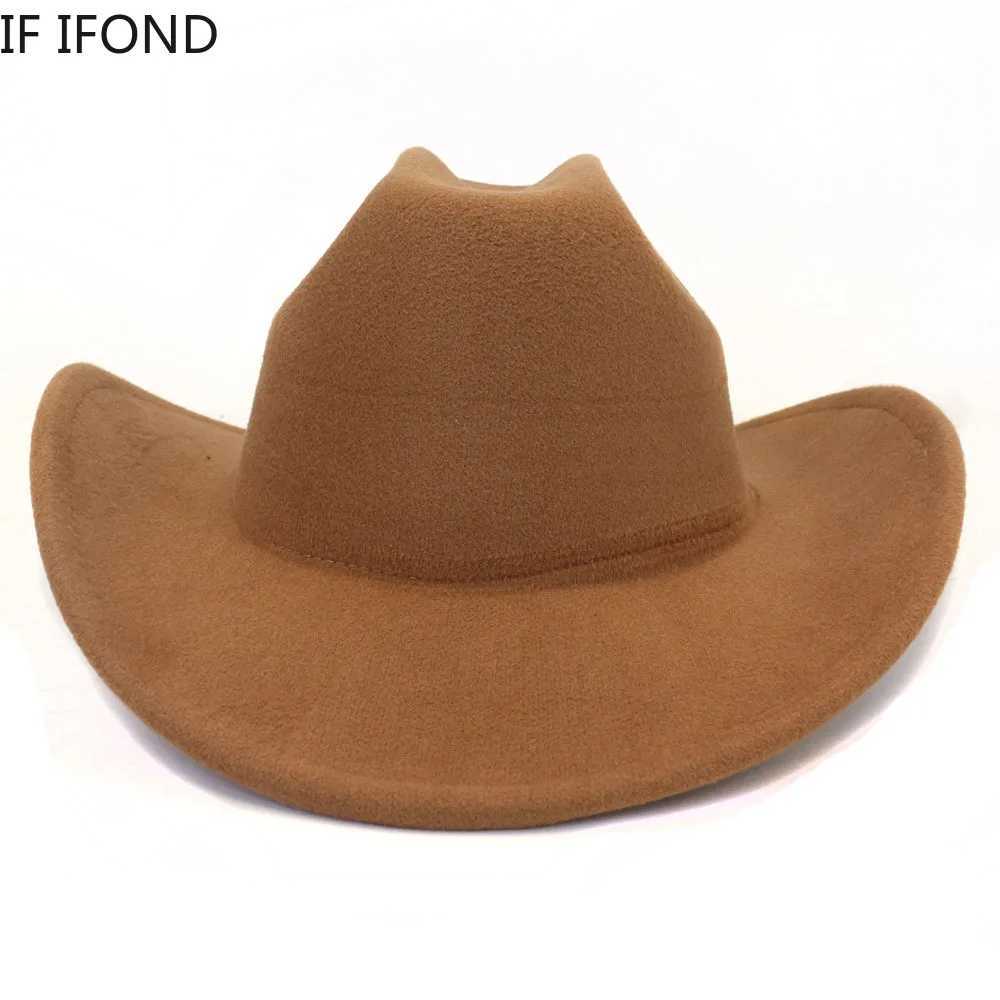 New Womens Mens Artificial Wool Western Cowboy Hat Winter Autumn Gentleman Jazz Cowboy Hat Cloche Sombrero Cs W241225