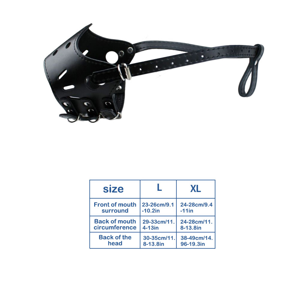 Dog Mouth Cover Portable PU Leather Muzzles Wear-resistant Waterproof Anti-Bite Sleeve Bark Arrester Metal Accessories XL