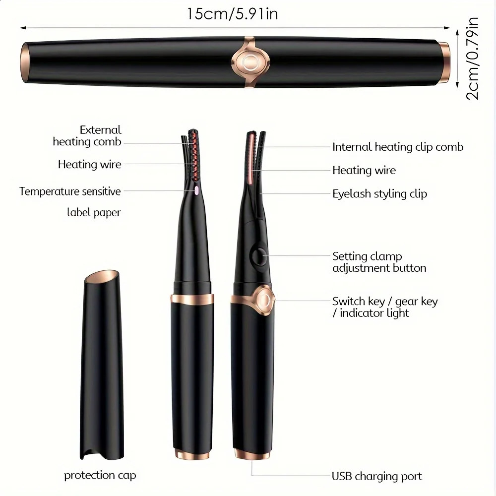 Electric USB Eyelash Curler Electric Heated Eyelash Curler Eyelash Curling Quick Heating Professional Electric Eyelashes Clip 241226