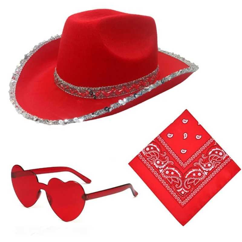 Western style denim hat glasses scarf womens party clothing fashionable clothing accessories direct shipping W241225