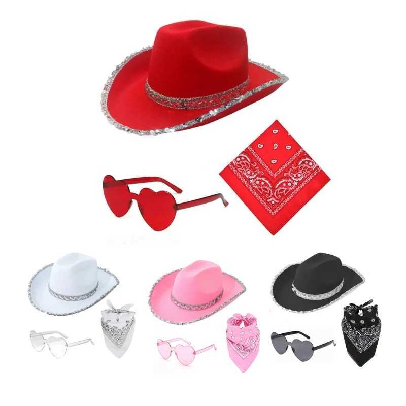 Western style denim hat glasses scarf womens party clothing fashionable clothing accessories direct shipping W241225