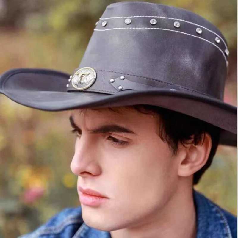 New Cowboy Hat Womens Western Cowboy C for Dad Gentleman La Real Leather Sombrero Hombre Jazz C W241225