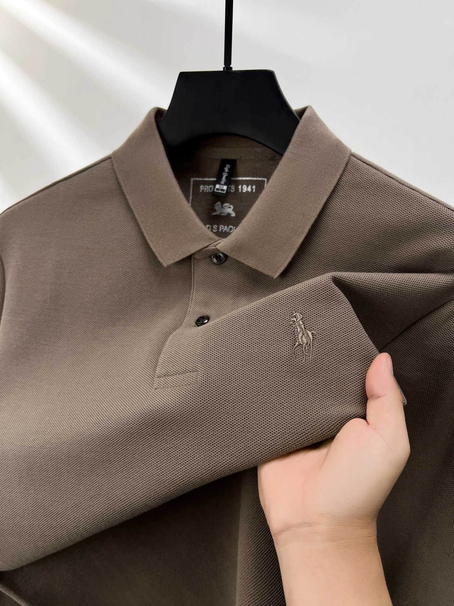 100% pure cotton mens long sleeve polo shirt autumn hot selling new style fashionable pony exquisite embroidery comfortable topXJ241225
