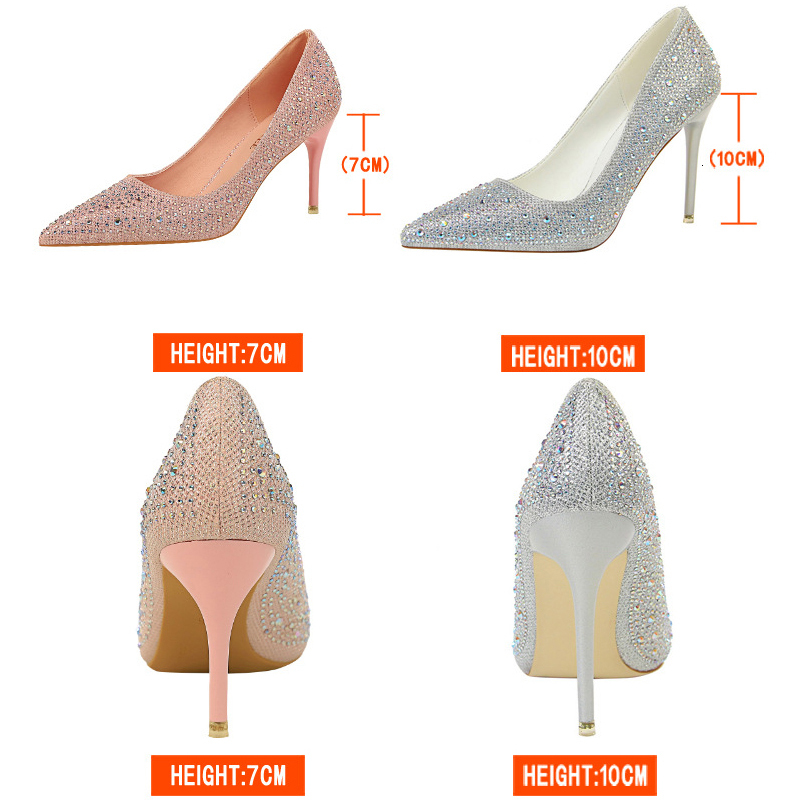 BIGTREE Rhie Woman Pumps Fashion Wedding Women Basic Pump Stiletto 10Cm 7Cm Heeled Shoes High Heels