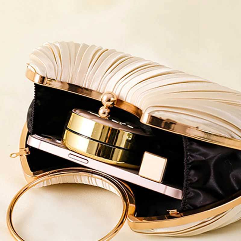 High Quality Elegant pleated evening bag luxurious womens wedding party handbag retro dress wallet fashionable green circular clutch bag T241225