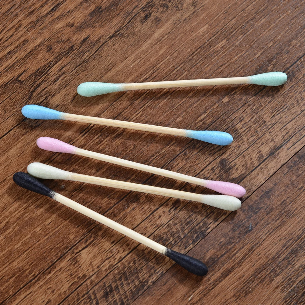 2000Pcs Color Mix Double Head Bamboo Cotton Buds Adults Makeup Cotton Swab Eco Friendly Wood Sticks Nose Ears Cleaning Tools 241226
