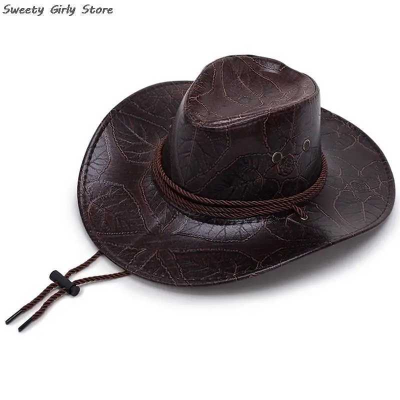 Cowboy Western Sun Hat Womens Knight Hat Retro Leather C Gentleman Jazz C Prairie Riding Visors Cheau W241225