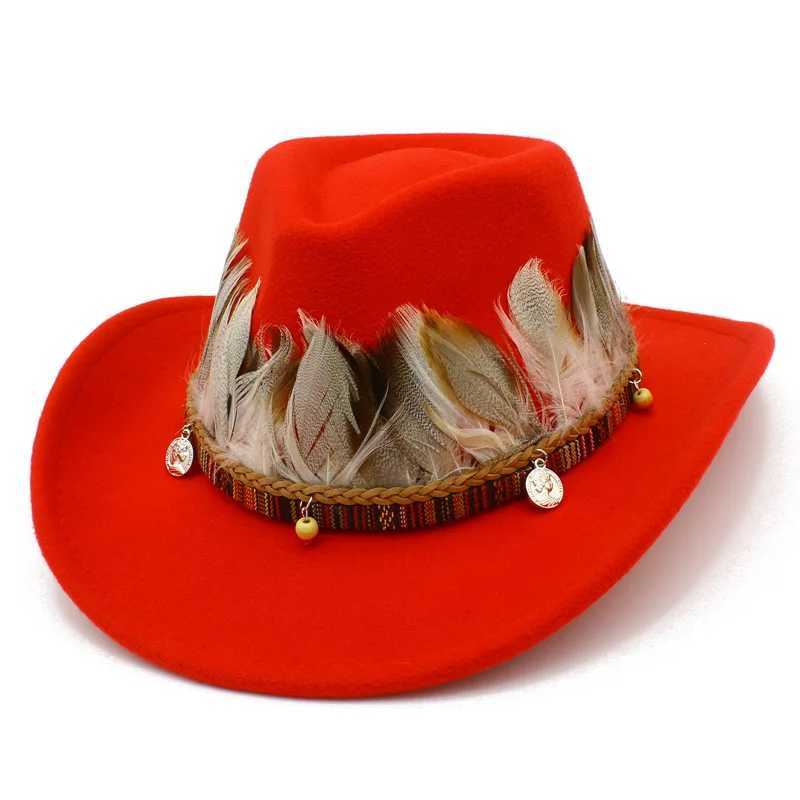 Cowboy hat Men and Women Knight Curly Feather Accor Jazz Hat Sunset Travel Beach Hat Knight Hat Cowboy Hat W241225