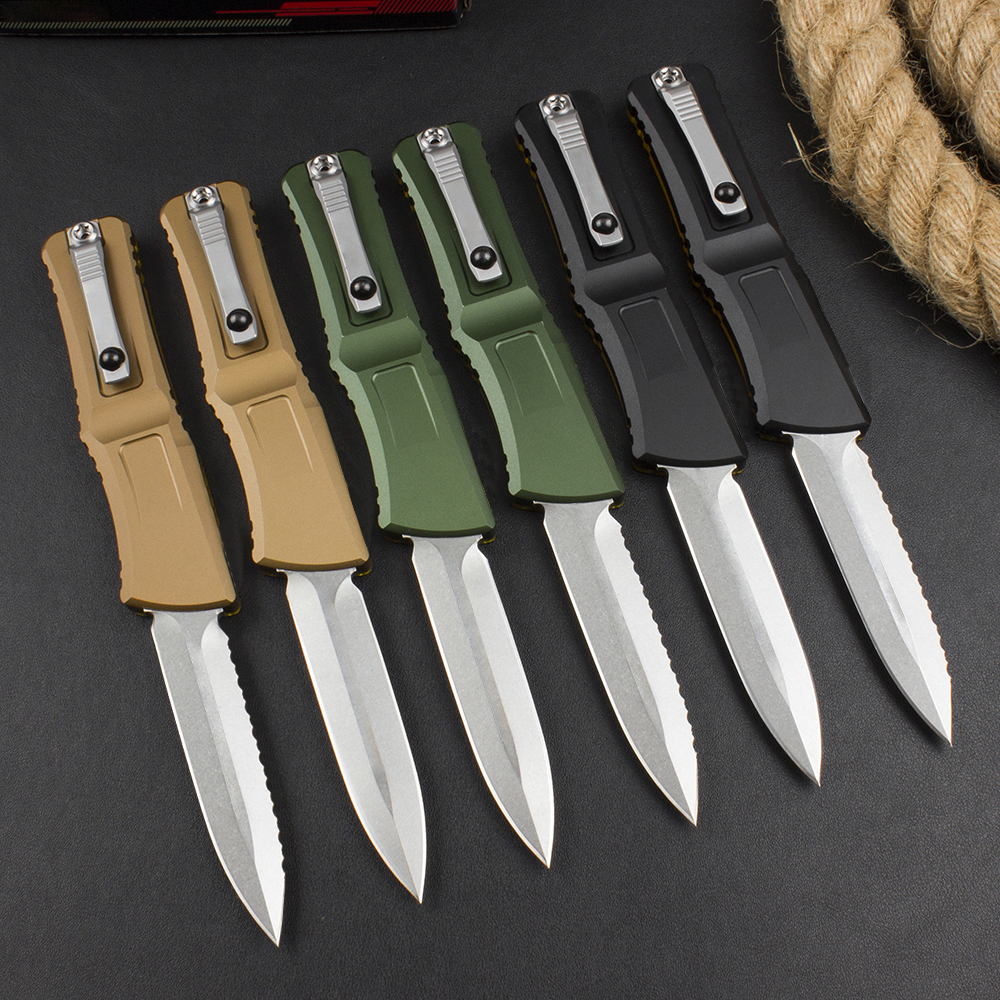 High End Tactical Knife D2 Stone Wash Blade CNC Aviation Aluminum PEI Handle Outdoor EDC Pocket Knives with Nylon Bag