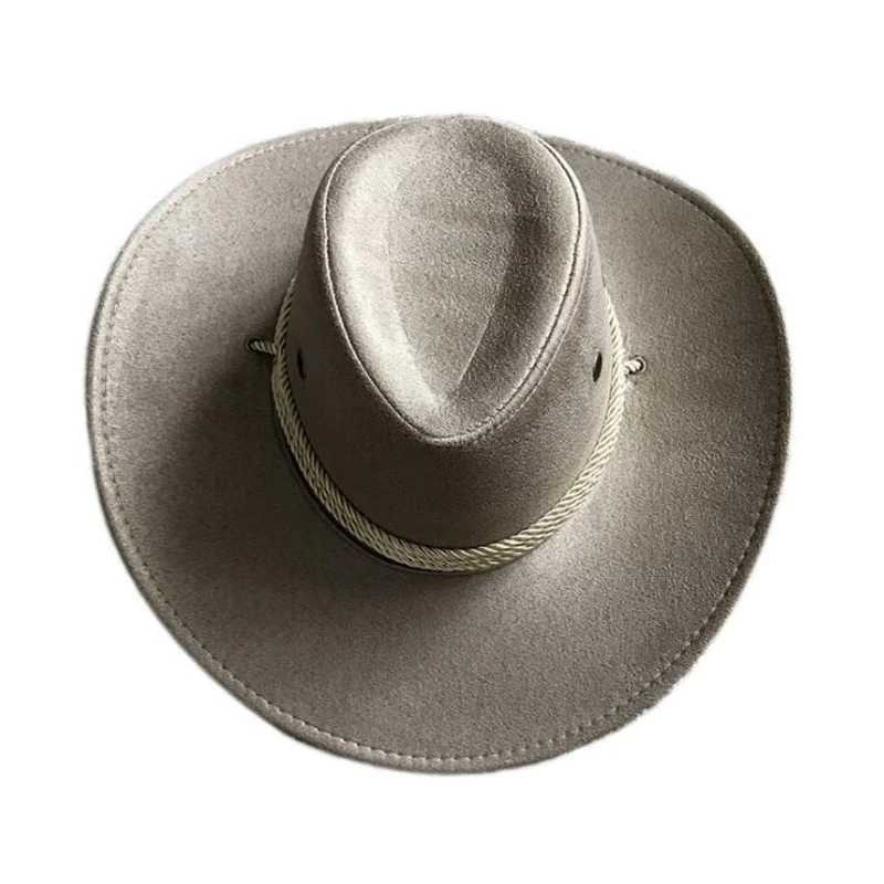 Classic Big Brim Cowboy Hat Mens Retro Outdoor Sunscreen Cs Neutral W241225