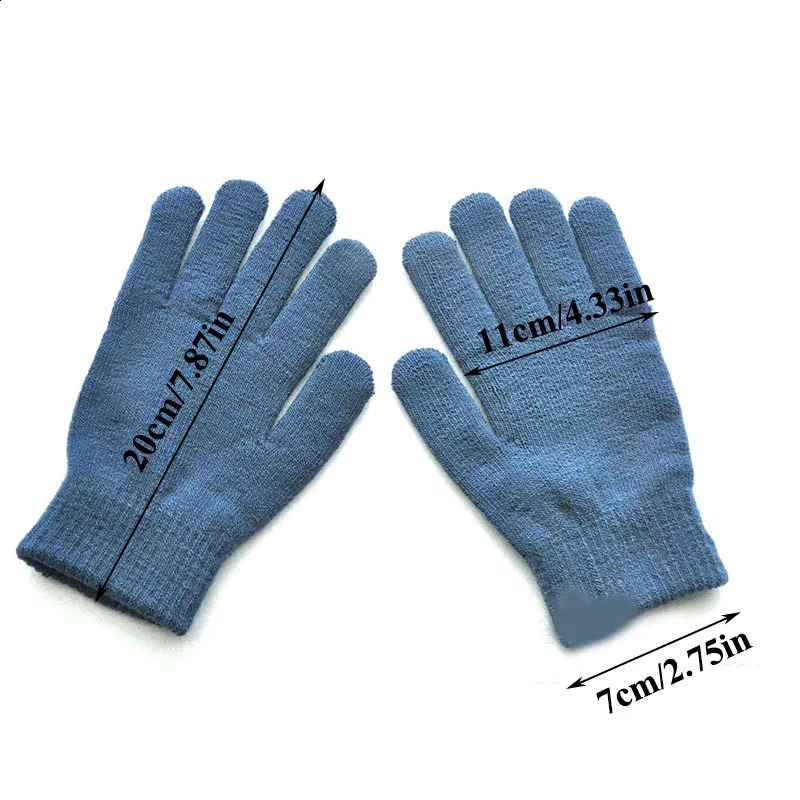 Unisex Autumn Winter Warm Gloves Solid Color Knitted Woolen Five Finger Gloves Mittens Thick Windproof Cycling Driving Gloves 241226