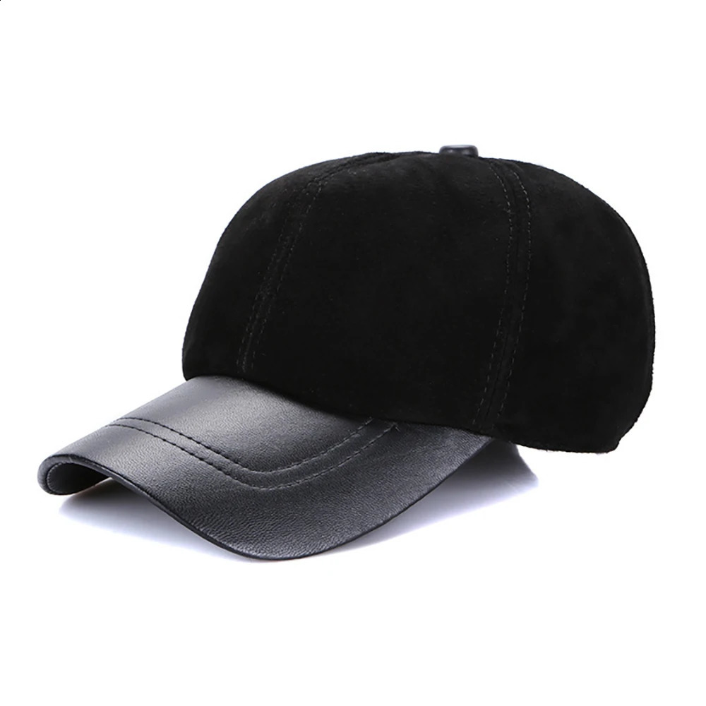 Street Hip Hop Hat Leather Hat Fashion Adult Leather Hat Mens Warm Leather Baseball Cap Male Men Outdoor Windproof Hat 241226