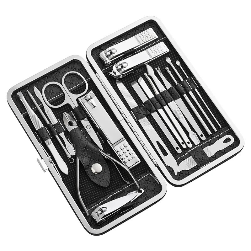 19-Piece Modern Personal Care Kit with Stainless Steel Nail Clippers Ear Tweezers - High Carbon Steel Straight Blade Nail File 241225
