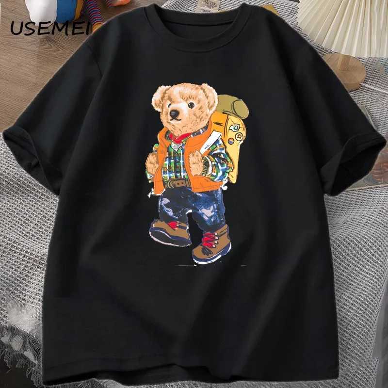Women's T-Shirt Casual cotton classic bear pattern T-shirt mens womens short sleeved funny graphic Ts clothing oversized Strt top H241226