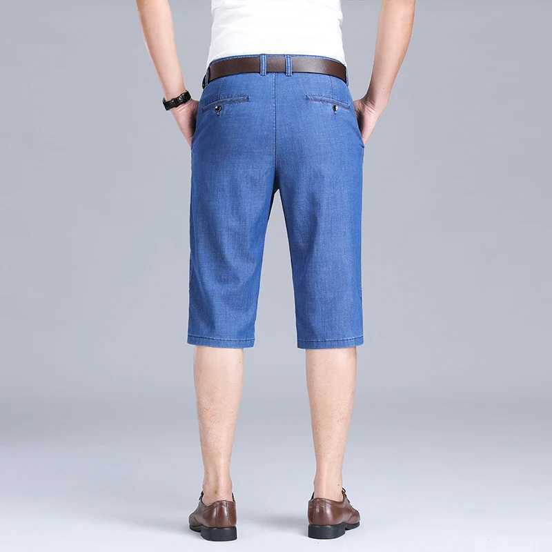 Mens ultra-thin Lyocell denim shorts summer classic fashion straight shorts business casual shorts for men W241226