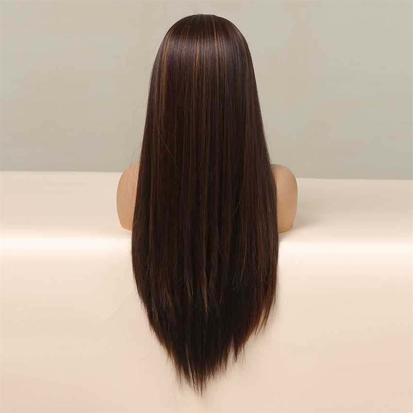 Synthetic Wigs Easihair Highlights Headband Wig for Women Black Brown Long Straight Premium Silky Synthetic 230227 Hair Wigs