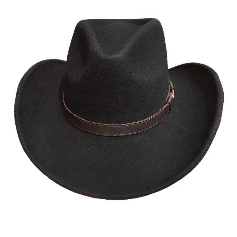 Cowboy hat black wool womens western felt hat packaged in a sturdy cardboard box W241225
