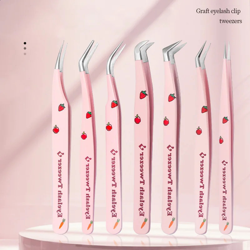 6/7Pcs False Lashes Tweezers Set Curved Straight for Fake Eyelashes Extensions Eyebrow Hair Clip Tongs Nail Art Makeup Tool 241223