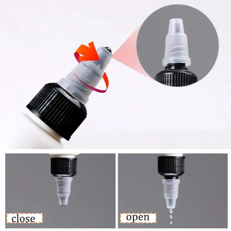 30Pcs 30ml 60ml 100ml 120ml 150ml Plastic Empty Ink Vial Twist Top Black Cap Transparent Clear Bottle Tattooing Accessories 241225