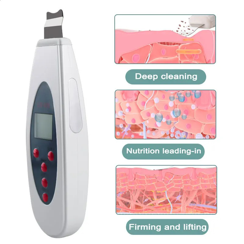 Ultrasonic Skin Scrubber Cleanser Face Cleaning Acne Removal Galvanic Spa Ultrasound Peeling Clean Tone Lift LW006 241226