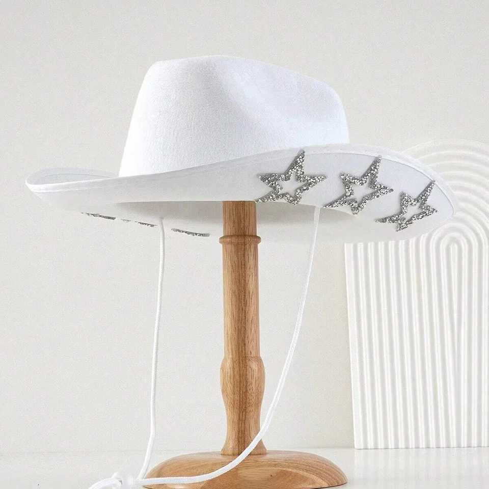 Black denim hat resin diamond Dick denim fabric pentagonal hat W241225