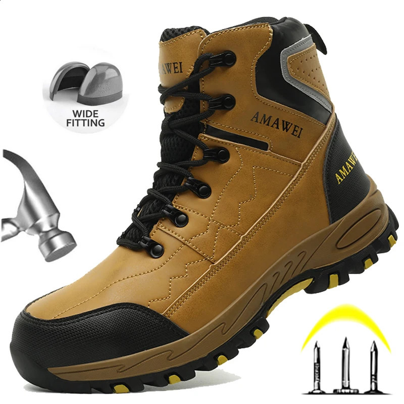 Mens Safety Work Boots Steel Toe Shoes Anti-puncture Anti-static Protective Boots Indestructible Non Slip Boots Waterproof Boots 241226