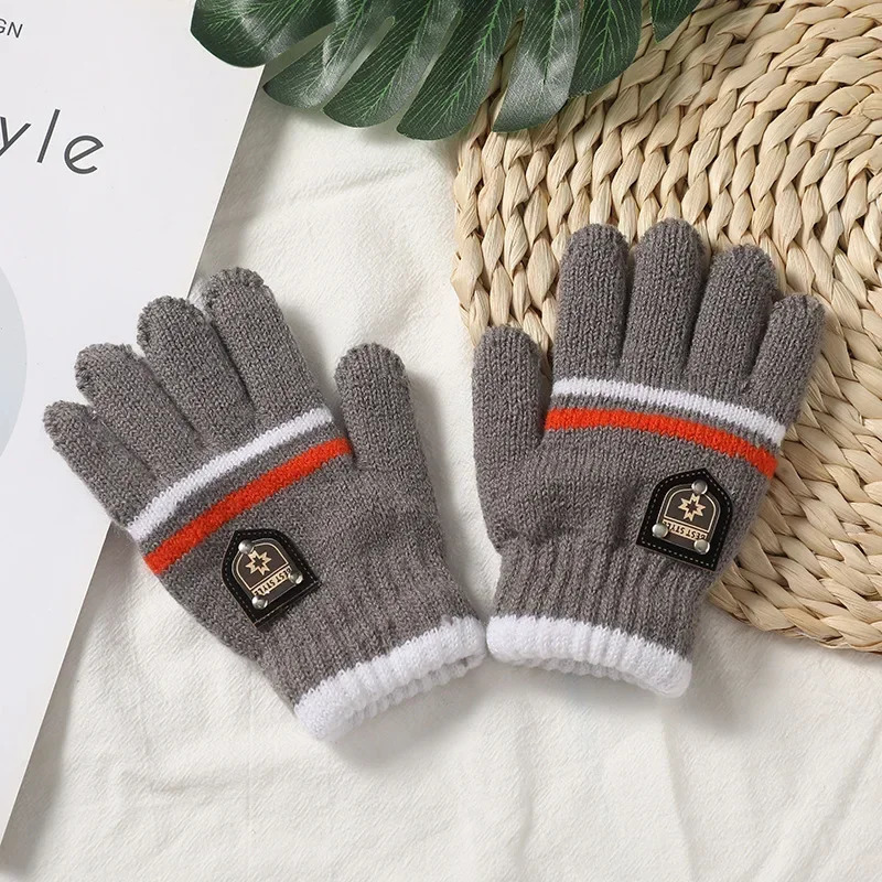 Kids Gloves Winter Full Finger Knitted Soft Children Mittens 612Y Boys Girls Thick Keep Warm Autumn Glove 241225