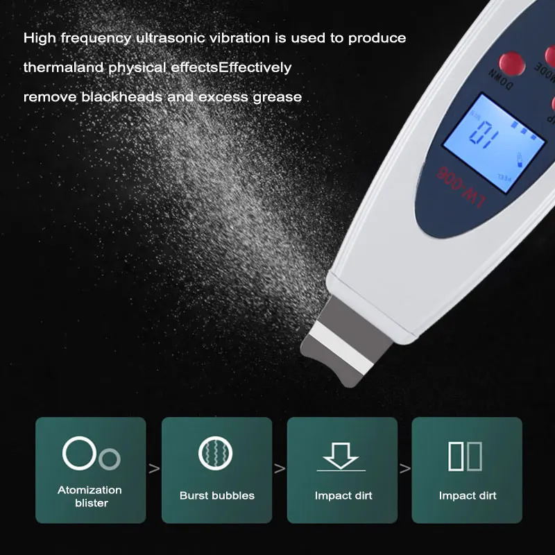 Ultrasonic Skin Scrubber Cleanser Face Cleaning Acne Removal Galvanic Spa Ultrasound Peeling Clean Tone Lift LW006 241226