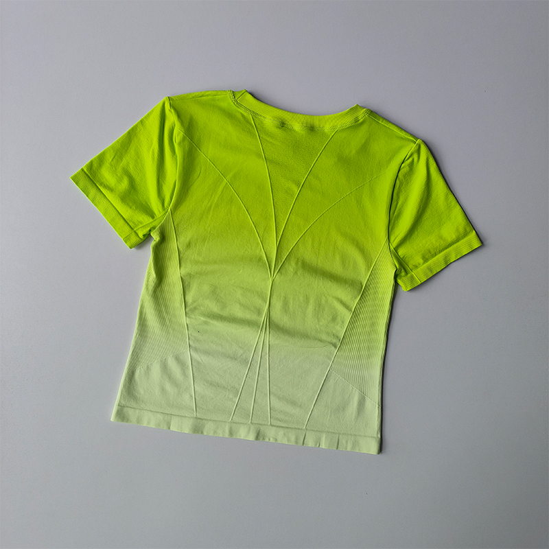 Seamless Yoga Shirt Fiess Short Sleeve Crop Top Workout Tops Gym Clothes For Women Running Gradient Sport T-Shirts