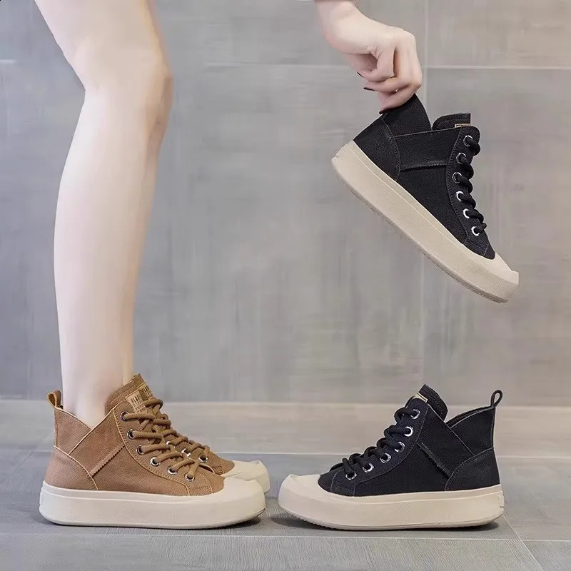 Plus Size Women Real Leather Sneakers Ankle Boots Autumn Winter Elegant Trendy Shoes Casual Sneaker Flat Thick Sole 241226