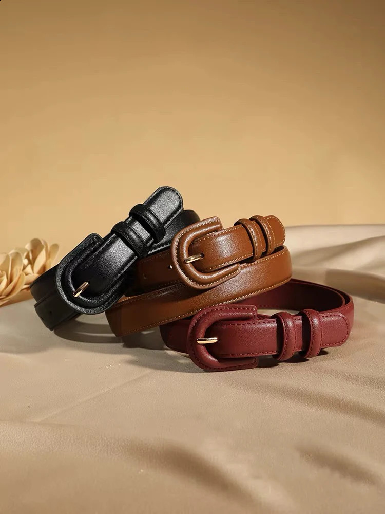 Trendy Womens Leather Belt Versatile Decorative Coat With Dress Sweater Skinny Belts Womens Vintage Buckle Waistband for Jeans 241226