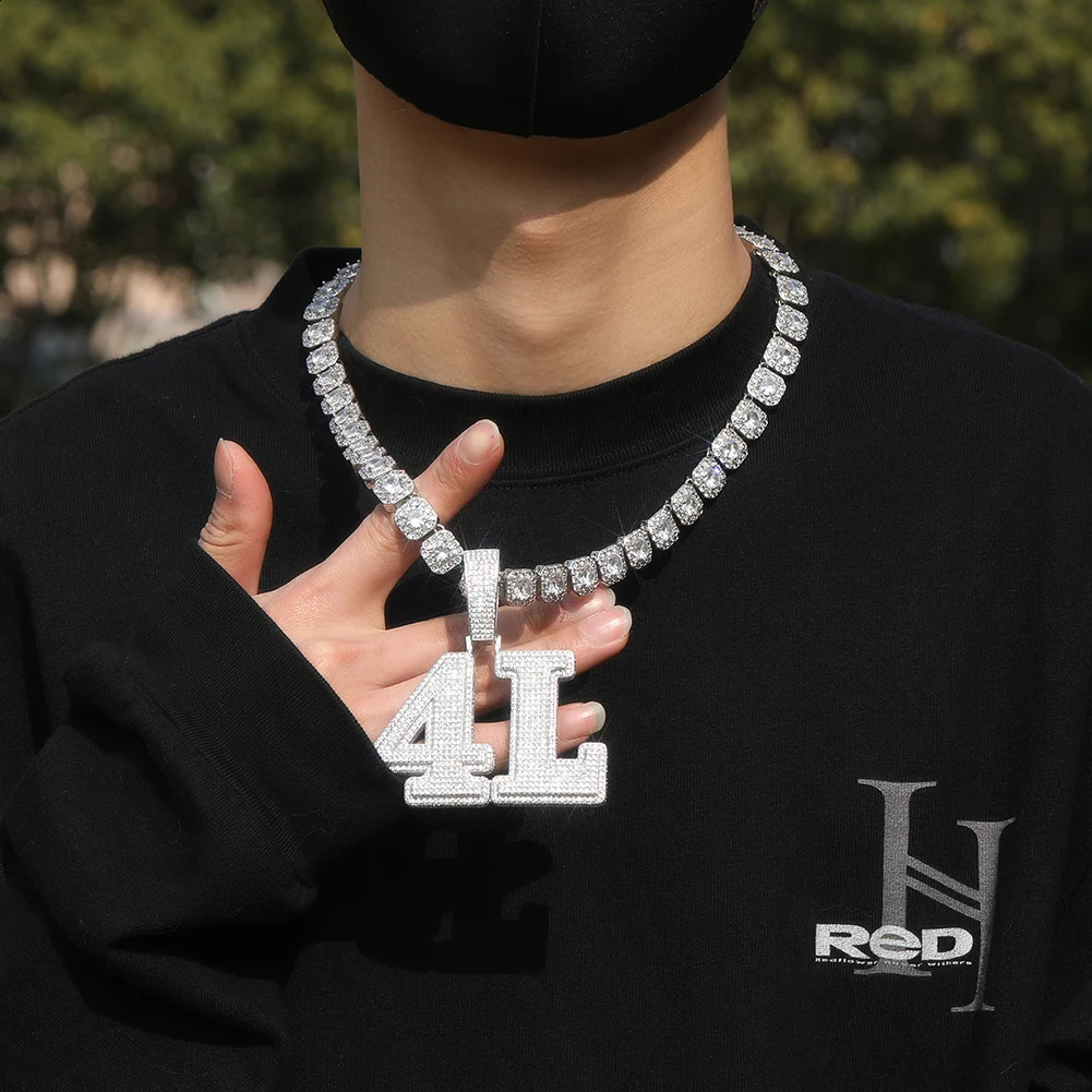 THE BLING KING Large Custom Name Necklace For Men Micro Paved Cubic Zircon Letters Pendant Times Roman Font Hip Hop Jewelry 241226
