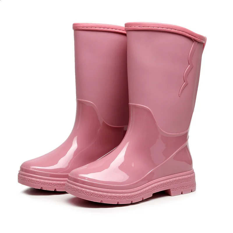 Women Rainboots Fashion Casual Non-slip Work Shoes Outside Waterproof Mid-calf High Boots Removable Warm Plush Boots Four Season 241226