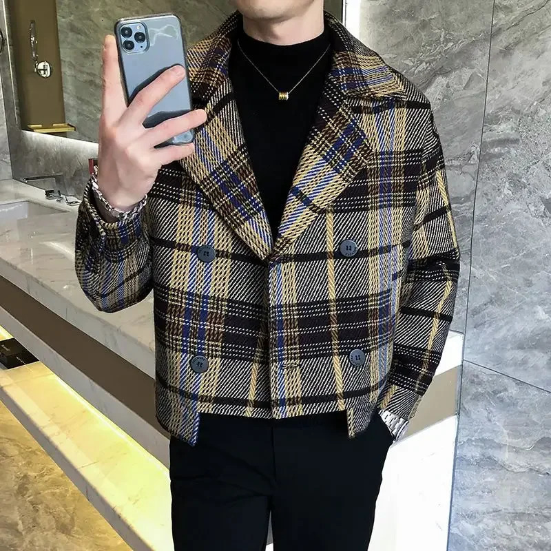 Wool Blends Jacket for Men Trendy Grunge Y2k Stylish Man Coat Deals Original s Fast Delvery Korean Reviews Many Vintage 241224