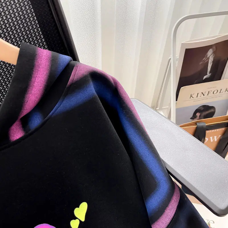 Oversized Top Women Hoodie Autumn Letter Print Korean Fashion Clothes Streetwear Long Sleeve Pullover 241223