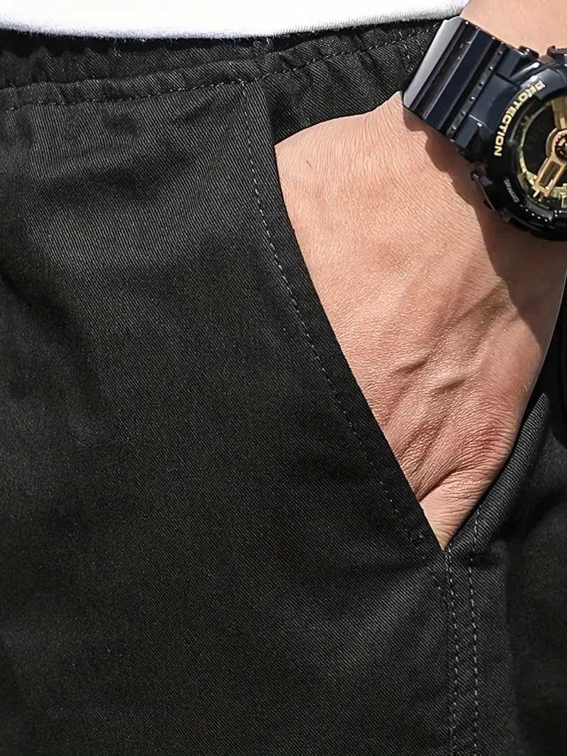 Mens multi pocket cargo shorts casual waist drag summer cargo shorts Bermuda shorts W241226